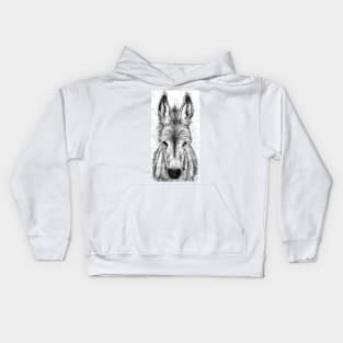 DONKEY pencil portrait .1 Kids Hoodie